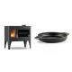 Set Küchenofen / Küchenhexe mit Backofen und Kochplatte Velmora Fire ATS ΜΑSΙΝΑ PLUS 500, 11.2kW + Emaillierte gusseisenpfanne mit zwei Griffen Solagio, Black Onyx, Ф22cm | Holzofen | Kaminofen |