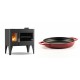 Set Küchenofen / Küchenhexe mit Backofen und Kochplatte Velmora Fire ATS ΜΑSΙΝΑ PLUS 500, 11.2kW + Emaillierte gusseisenpfanne mit zwei Griffen Solagio, Rubin, Ф22cm | Holzofen | Kaminofen |