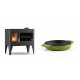 Set Küchenofen / Küchenhexe mit Backofen und Kochplatte Velmora Fire ATS ΜΑSΙΝΑ PLUS 500, 11.2kW + Emaillierte gusseisenpfanne mit zwei Griffen Solagio, Bamboo, Ф16cm | Holzofen | Kaminofen |