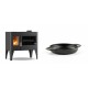 Set Küchenofen / Küchenhexe mit Backofen und Kochplatte Velmora Fire ATS ΜΑSΙΝΑ PLUS 500, 11.2kW + Emaillierte gusseisenpfanne mit zwei Griffen Solagio, Black Onyx, Ф16cm | Holzofen | Kaminofen |