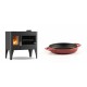 Set Küchenofen / Küchenhexe mit Backofen und Kochplatte Velmora Fire ATS ΜΑSΙΝΑ PLUS 500, 11.2kW + Emaillierte gusseisenpfanne mit zwei Griffen Solagio, Rubin, Ф16cm | Holzofen | Kaminofen |