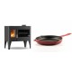 Set Küchenofen / Küchenhexe mit Backofen und Kochplatte Velmora Fire ATS ΜΑSΙΝΑ PLUS 500, 11.2kW + Emaillierte Gusseisenpfanne Solagio, Rubin, Ф28cm | Holzofen | Kaminofen |