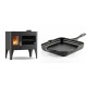 Set Küchenofen / Küchenhexe mit Backofen und Kochplatte Velmora Fire ATS ΜΑSΙΝΑ PLUS 500, 11.2kW + Emaillierte Gusseisenpfanne Solagio, Black Onyx, 28x28cm | Holzofen | Kaminofen |