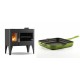 Set Küchenofen / Küchenhexe mit Backofen und Kochplatte Velmora Fire ATS ΜΑSΙΝΑ PLUS 500, 11.2kW + Emaillierte Gusseisenpfanne Solagio, Bamboo, 28x28cm | Holzofen | Kaminofen |
