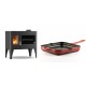 Set Küchenofen / Küchenhexe mit Backofen und Kochplatte Velmora Fire ATS ΜΑSΙΝΑ PLUS 500, 11.2kW + Emaillierte Gusseisenpfanne Solagio, Rubin, 28x28cm | Holzofen | Kaminofen |