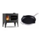 Set Küchenofen / Küchenhexe mit Backofen und Kochplatte Velmora Fire ATS ΜΑSΙΝΑ PLUS 500, 11.2kW + Emaillierte Gusseisenpfanne Solagio, Ivory, Ф28cm | Holzofen | Kaminofen |