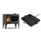 Set Küchenofen / Küchenhexe mit Backofen und Kochplatte Velmora Fire ATS ΜΑSΙΝΑ PLUS 500, 11.2kW + Emaillierte grillpfanne Gusseisen Solagio, Ivory, 26x32cm | Holzofen | Kaminofen |