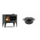 Set Küchenofen / Küchenhexe mit Backofen und Kochplatte Velmora Fire ATS ΜΑSΙΝΑ PLUS 500, 11.2kW + Gusseisen Topf Tiefer Solagio, Black Onyx, Ф12 | Holzofen | Kaminofen |