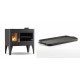 Set Küchenofen / Küchenhexe mit Backofen und Kochplatte Velmora Fire ATS ΜΑSΙΝΑ PLUS 500, 11.2kW + Große Grillplatte aus Gusseisen Solagio, 25x44cm | Holzofen | Kaminofen |