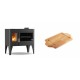 Set Küchenofen / Küchenhexe mit Backofen und Kochplatte Velmora Fire ATS ΜΑSΙΝΑ PLUS 500, 11.2kW + Holz untersetzer für mini-gusseisenplatte Solagio HSDDHP1522 | Holzofen | Kaminofen |