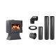Set Kaminofen, Holzofen Velmora Fire ATS 100, 12.19kW + Schornstein Bausatz PARKANEX, Stahl Ø150, Dicke 2mm | Holzofen | Kaminofen |
