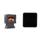 Set Kaminofen, Holzofen Velmora Fire ATS 100, 12.19kW + Funkenschutzplatte Stahl 2mm, Größe 98x98cm | Holzofen | Kaminofen |