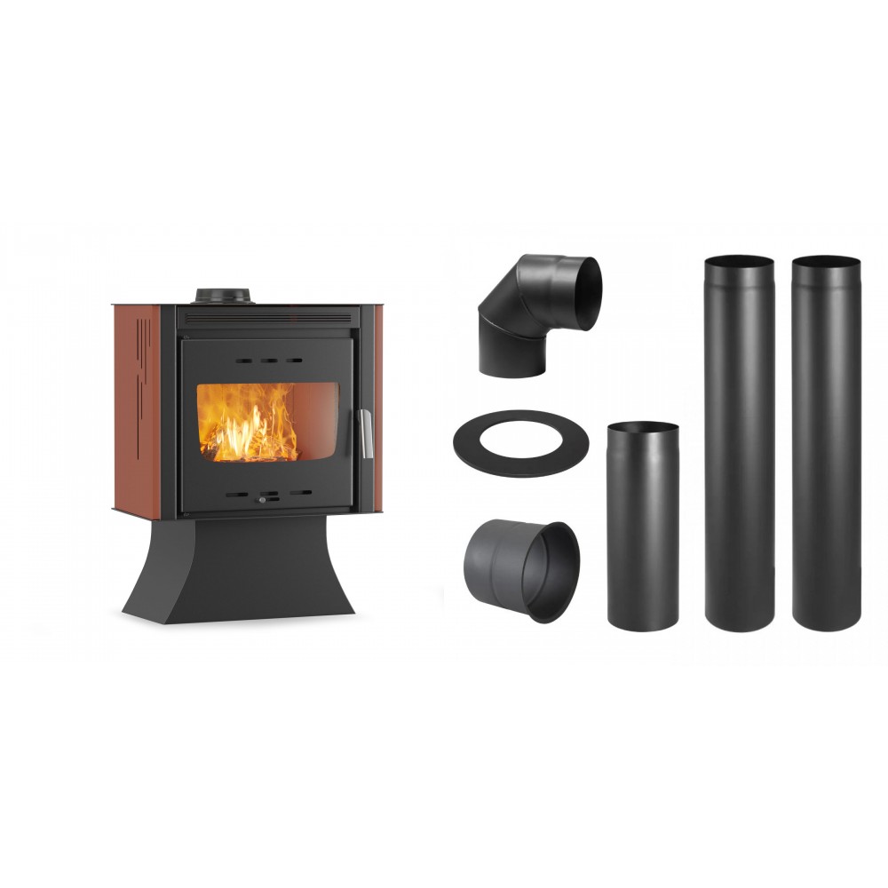 Set Kaminofen, Holzofen Velmora Fire ATS 100 AERO, 15.39kW + Schornstein Bausatz PARKANEX, Stahl Ø150, Dicke 2mm | Holzofen | Kaminofen |
