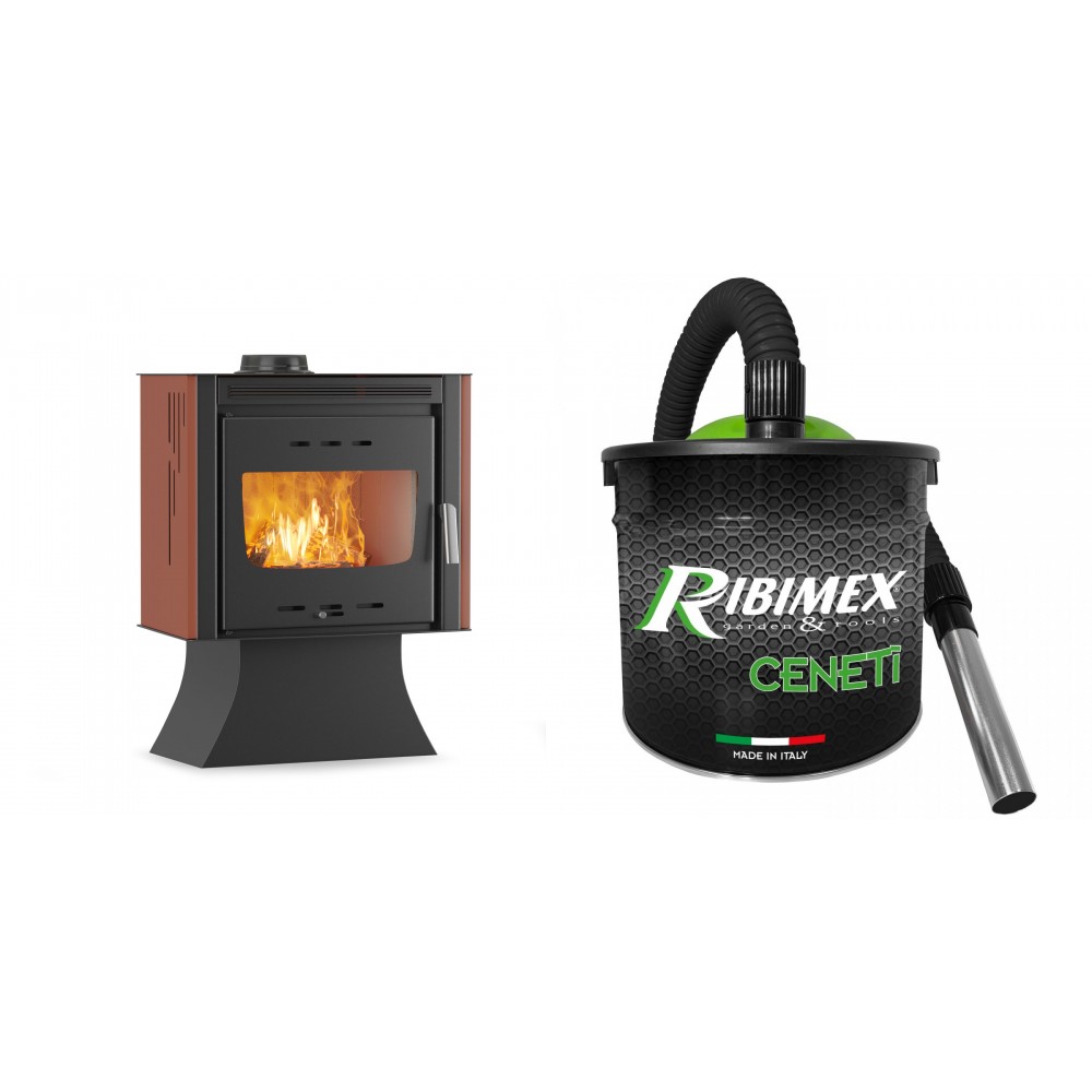 Set Kaminofen, Holzofen Velmora Fire ATS 100 AERO, 15.39kW + Elektrischer Aschesauger Ribimex, Modell Cenetì, Fassungsvermögen 15 L | Holzofen | Kaminofen |