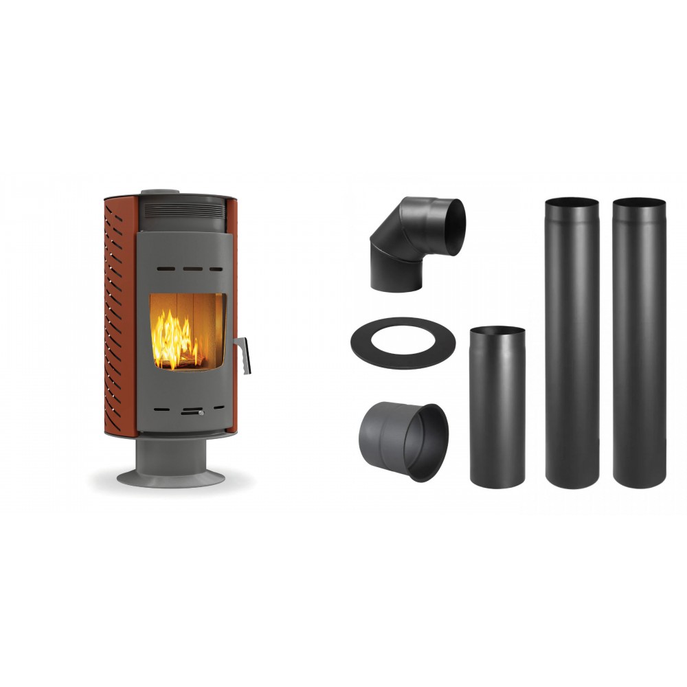 Set Kaminofen, Holzofen Velmora Fire ATS ZERO AERO, 16.92kW + Schornstein Bausatz PARKANEX, Stahl Ø150, Dicke 2mm