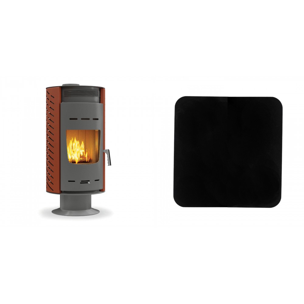 Set Kaminofen, Holzofen Velmora Fire ATS ZERO AERO, 16.92kW + Funkenschutzplatte Stahl 2mm, Größe 98x98cm
