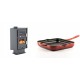 Set Kaminofen, Holzofen mit Backfach Velmora Fire ATS 90-30 CORNER, 18.25kW + Emaillierte grillpfanne Gusseisen Solagio, Rubin, 28x28cm | Holzofen | Kaminofen |