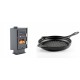 Set Kaminofen, Holzofen mit Backfach Velmora Fire ATS 90-30 CORNER, 18.25kW + Emaillierte grillpfanne Gusseisen Solagio, Black Onyx, Ф28cm | Holzofen | Kaminofen |