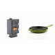 Set Kaminofen, Holzofen mit Backfach Velmora Fire ATS 90-30 CORNER, 18.25kW + Emaillierte grillpfanne Gusseisen Solagio, Bamboo, Ф24cm | Holzofen | Kaminofen |