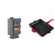 Set Kaminofen, Holzofen mit Backfach Velmora Fire ATS 90-30 CORNER, 18.25kW + Emaillierte grillpfanne Gusseisen Solagio, Rubin, 26x32cm | Holzofen | Kaminofen |