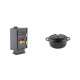 Set Kaminofen, Holzofen mit Backfach Velmora Fire ATS 90-30 CORNER, 18.25kW + Gusseisen Topf Tiefer Solagio, Black Onyx, Ф12 | Holzofen | Kaminofen |