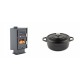 Set Kaminofen, Holzofen mit Backfach Velmora Fire ATS 90-30 CORNER, 18.25kW + Gusseisen Topf Tiefer Solagio, Black Onyx, Ф20 | Holzofen | Kaminofen |