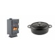 Set Kaminofen, Holzofen mit Backfach Velmora Fire ATS 90-30 CORNER, 18.25kW + Gusseisen Topf Flach Solagio, Black Onyx, Ф26 | Holzofen | Kaminofen |