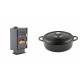 Set Kaminofen, Holzofen mit Backfach Velmora Fire ATS 90-30 CORNER, 18.25kW + Gusseisen Topf Flach Solagio, Black Onyx, Ф28 | Holzofen | Kaminofen |