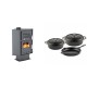 Set Kaminofen, Holzofen mit Backfach Velmora Fire ATS 90-30 CORNER, 18.25kW + Gusseisen Topf Set aus 3 teilen Solagio, Black Onyx | Holzofen | Kaminofen |