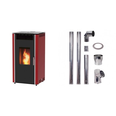 Set Pellets Kaminofen Alfa Plam Luca 12, 12kW + Schornstein bausatz für Pelletofen, Edelstahl AISI 304, 80-150mm - Pelletofen