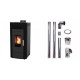 Set Pelletofen Wasserführend Alfa Plam Commo Schwarz, 22.5kW + Schornstein bausatz für Pelletofen, Edelstahl AISI 304, 80-150mm | Pelletofen Wasserführend | Pelletofen |