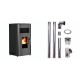 Set Pellets Kaminofen Alfa Plam Luca Schwarz, 8kW + Schornstein bausatz für Pelletofen, Edelstahl AISI 304, 80-150mm | Pellets Kaminofen | Pelletofen |