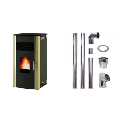 Set Pellets Kaminofen Alfa Plam Luca, 8kW + Schornstein bausatz für Pelletofen, Edelstahl AISI 304, 80-150mm - Pelletofen