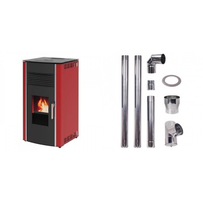 Set Pellets Kaminofen Alfa Plam Luca R, 8kW + Schornstein bausatz für Pelletofen, Edelstahl AISI 304, 80-150mm - Pelletofen