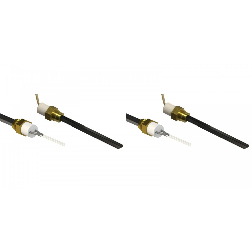 Glühzünder / Zünder mit Schwarz Quarz Kristall für Pelletofen Eco Spar, BURNiT, Whitfield, Lennox und andere, Gesamtlänge 126mm, 400W - 2 Stk.