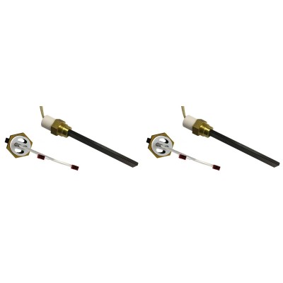 Glühzünder / Zünder mit Schwarz Quarz Kristall für Pelletofen Eco Spar, BURNiT, Whitfield, Lennox und andere, Gesamtlänge 123mm, 400W - 2 Stk. - Glühzünder Pelletofen