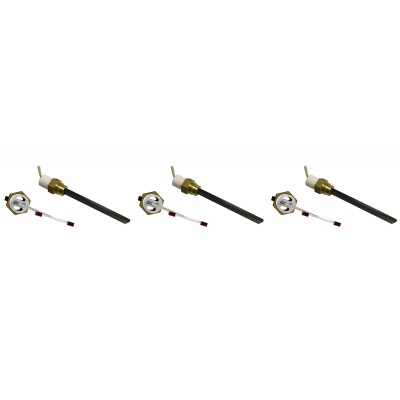 Glühzünder / Zünder mit Schwarz Quarz Kristall für Pelletofen Eco Spar, BURNiT, Whitfield, Lennox und andere, Gesamtlänge 123mm, 400W - 3 Stk. - Glühzünder Pelletofen