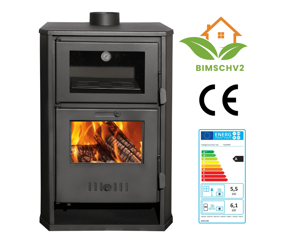 Holzkamin mit Ofen und Wassermantel