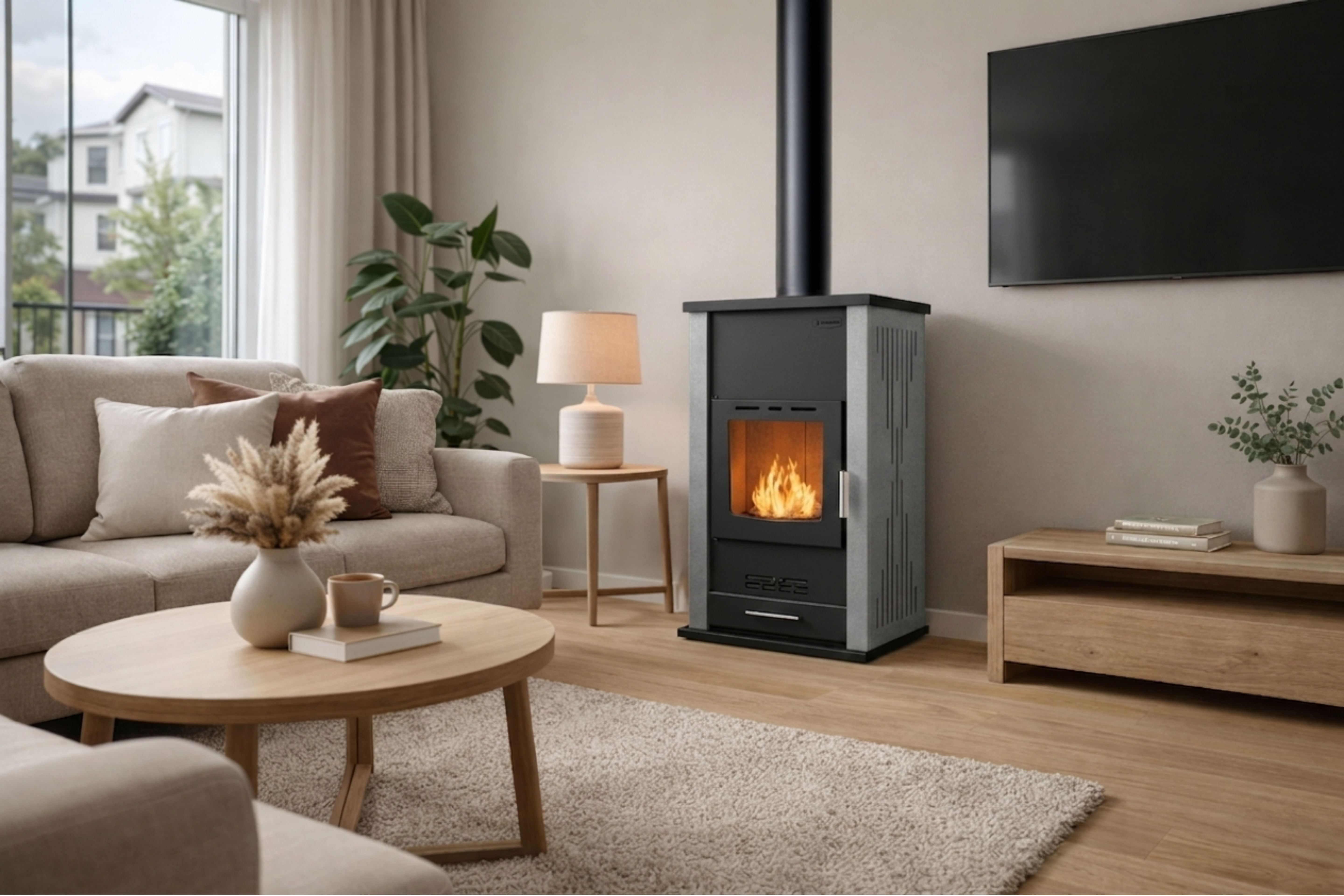 Holzofen mit Wassermantel